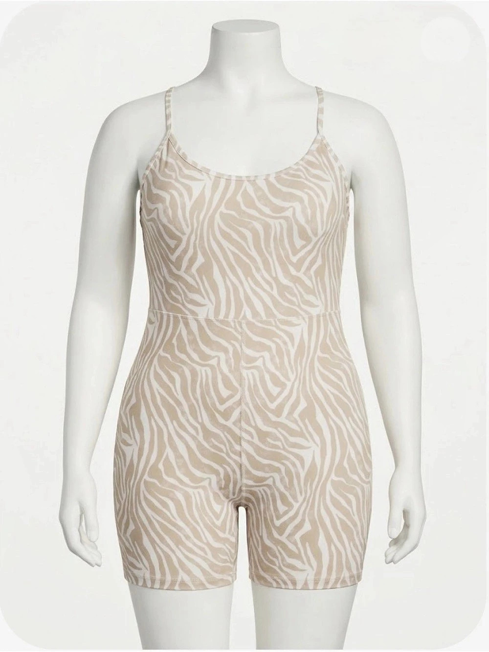XL Old Navy Active PowerChill Zebra Print Racerback Bodysuit Romper Beige
